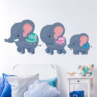 Bedruckt mit 3 niedlichen Elefanten - Wandaufkleber