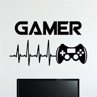 Wandsticker mit Gamer Controller und Puls