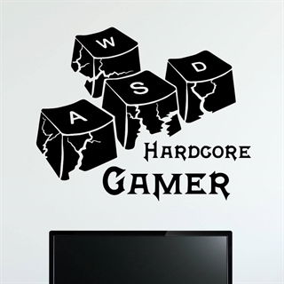 Wandaufkleber mit Tastaturknöpfen und dem Text Hardcore Gamer