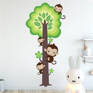 Bedruckter Baum mit niedlichen Affen - Wandaufkleber