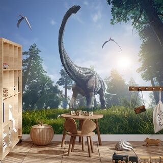 Fototapete Realistischer Dinosaurier In Der Sonne. Vlies 90x60