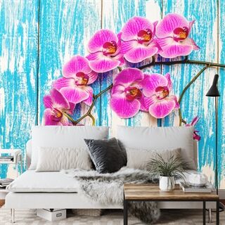 Fototapete Orchideen Auf Einem Hintergrund Aus Brettern Vlies 90x60
