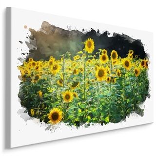 Leinwand Ein Feld mit Sonnenblumen in einer künstlerischen Ausgabe