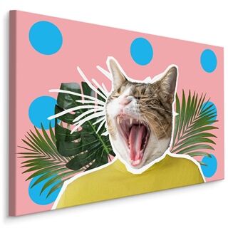Leinwandbild Katze Und Blätter - Pop Art Stil Leinwand N/A N/A 20x30