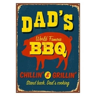 Poster mit Retro-Text. Papas weltberühmter Grill. Treten Sie zurück. Papa kocht