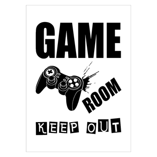 Poster mit dem Text game room keep out controller