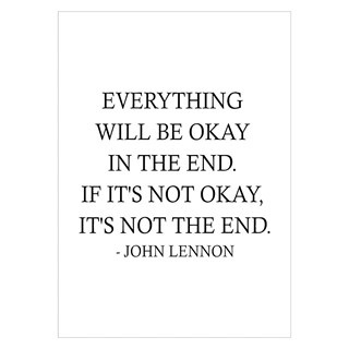 Poster mit einem Zitat von John Lennon mit dem Zitat Everything will be Okay