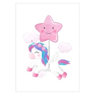 Kinderposter mit Einhorn und rosa Stern