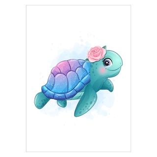 Buntes Kinderposter mit Meeresschildkröten-Motiv