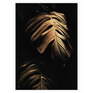 Poster mit goldenen Monstera-Blättern