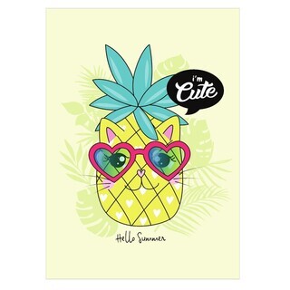 Süßes Poster mit einer Ananas mit Sternsonnenbrille