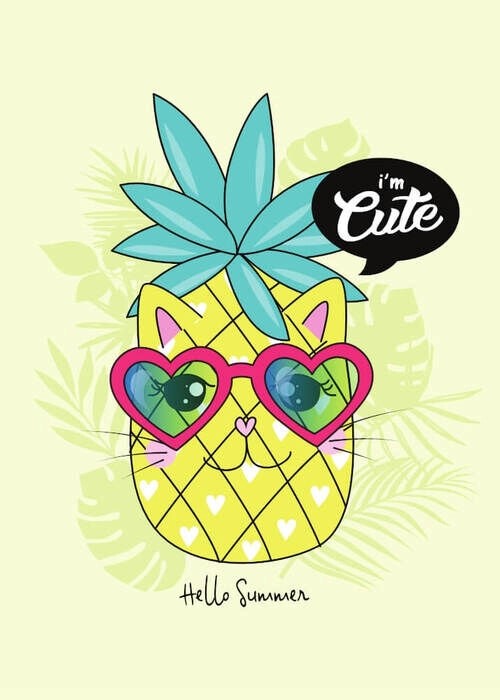 Süßes Poster mit einer Ananas mit Sternsonnenbrille