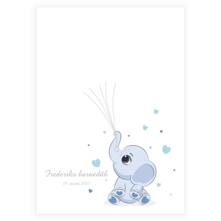 Ein perfektes Fingerabdruck-Baby- Poster mit hellblauem Elefanten