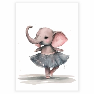 Kinderposter mit einem wunderschönen Ballerina-Elefanten