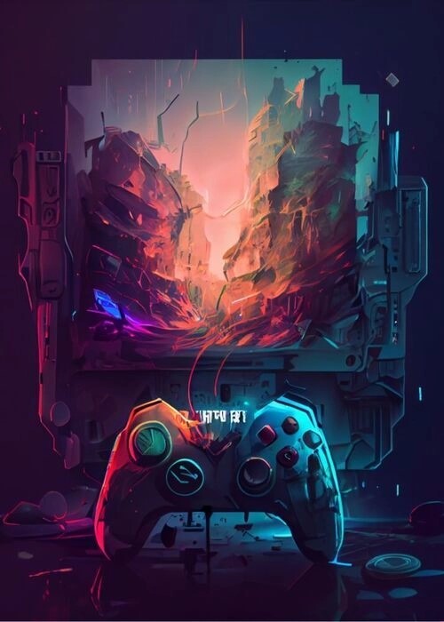 Poster mit Cyber-Gaming-Controller