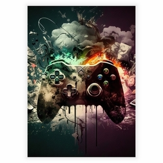 Poster mit Illustration eines Gaming-Joysticks
