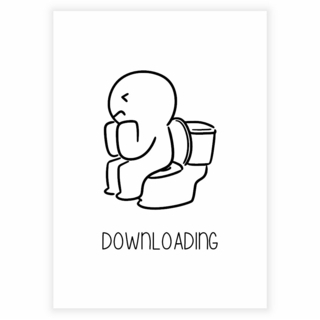 Poster für das Badezimmer mit Text „Downloading“ Hintergrund Weiß