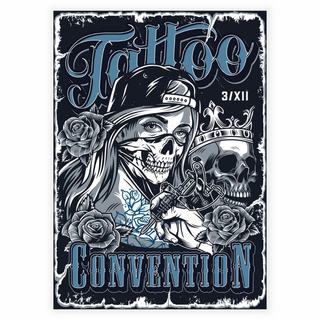 Totenkopf- Poster mit Tattoo-Convention