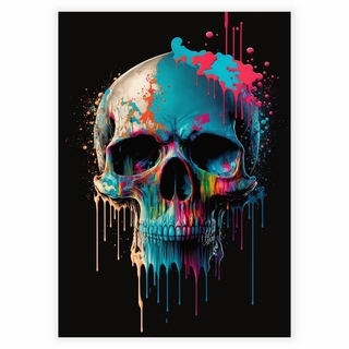 Ein sehr einzigartiges und schönes Poster mit Dripping Paint Skull Poster