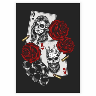 Ein echtes Gangsta- Poster mit Spielkarten und roten Rosen