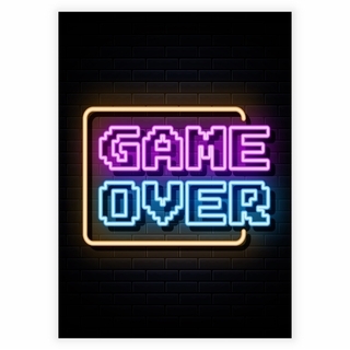Super cooles Neon- Poster mit dem Text Game over