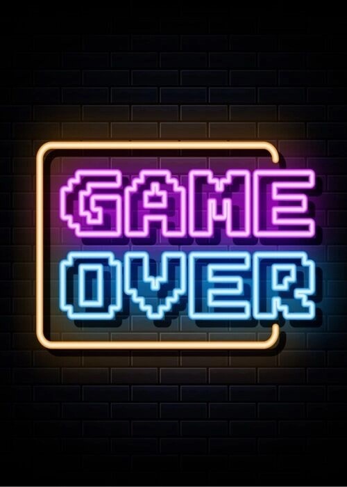 Super cooles Neon- Poster mit dem Text Game over