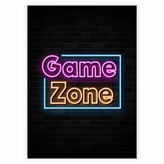 Super cooles Neon-Gamer- Poster mit dem Text Game Zone