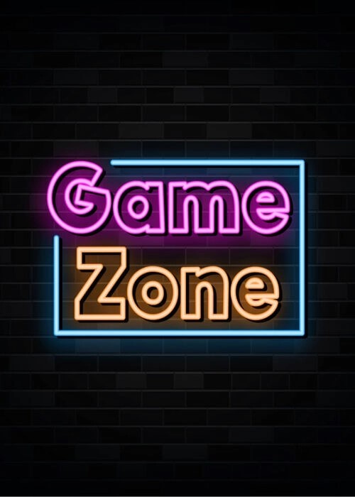 Super cooles Neon-Gamer- Poster mit dem Text Game Zone