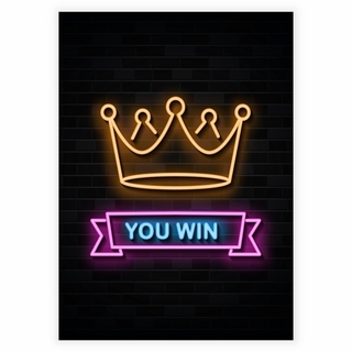 Super cooles Neon-Gamer- Poster mit dem Text „Du gewinnst“.