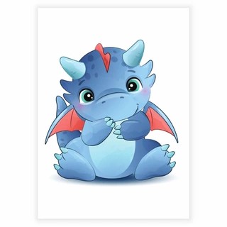 Niedlichster Babydrache in Blau – Poster