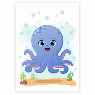 Lustiger Oktopus mit Blasen als Kinderposter