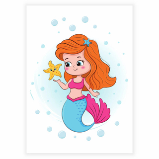Süße Meerjungfrau und Seifenblasen als Kinderposter