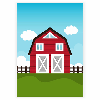Großes, schönes Bauernhaus in Rot mit Fachwerk Kinderposter