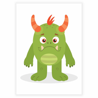 Süßes und lustiges grünes Monster als Poster für das Kinderzimmer
