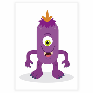 Süßes und lustiges lila Monster als Poster für das Kinderzimmer
