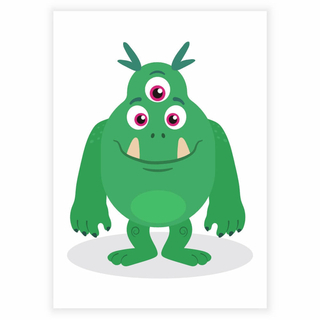 Süßes und lustiges grünes Monster als Poster für das Kinderzimmer