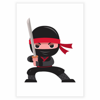 Lustiger Ninja mit Schwert - Kinderplakat