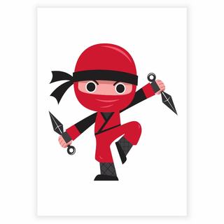 Lustiger roter Ninja - Kinderplakat
