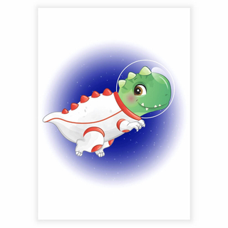 Schickes und gemütliches Poster mit grünem Dinosaurier-Weltraum für das Kinderzimmer
