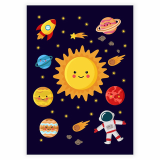 Das ganze Universum mit der Sonne im Fokus Poster für das Kinderzimmer