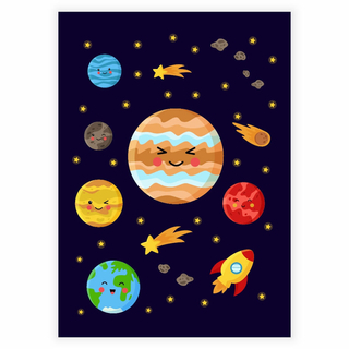 Das ganze Universum mit Jupiter im Fokus Poster für das Kinderzimmer