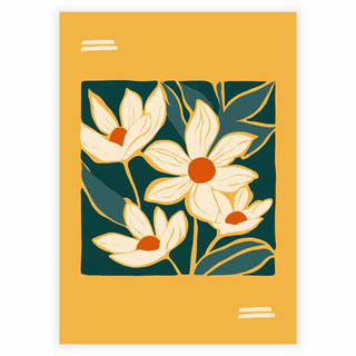 Schöne abstrakte Blumen mit currygelbem Poster