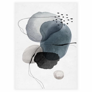 Poster mit abstrakten Kreisen in dunkelblauem Farbton