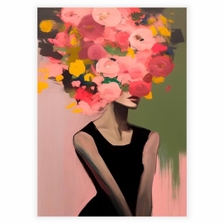 Schöne bunte Frau mit Blumen im Haar Poster