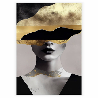 Schöne Frau mit Gold- und Schwarztönen als Poster