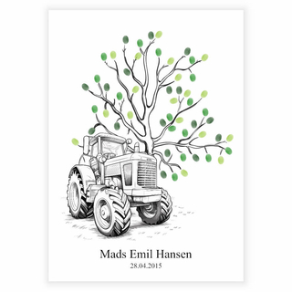 Fingerabdruck für einen festlichen Anlass mit diesem Poster mit Baum und Traktor
