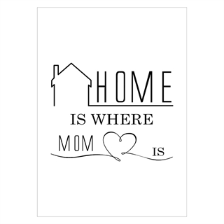 Süßes und schönes Poster für deine Mutter mit dem englischen Text: Home is where mom is.