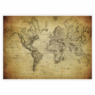 Poster mit einer alten Weltkarte aus dem Jahr 1814