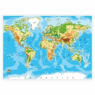 Poster mit einer Weltkarte mit Ländern und Farben