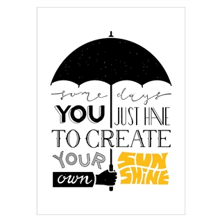 Poster mit Texten Einige Tage und ein Regenschirm mit schwarz-gelbem Text